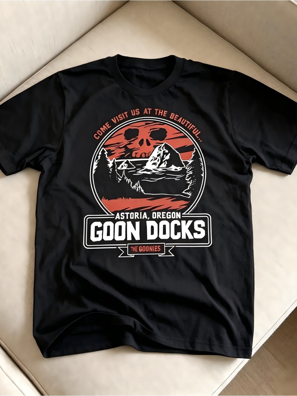 The Goonies Goon Docks Retro Movie Vintage Skull Black Women Men T-shirt Unisex